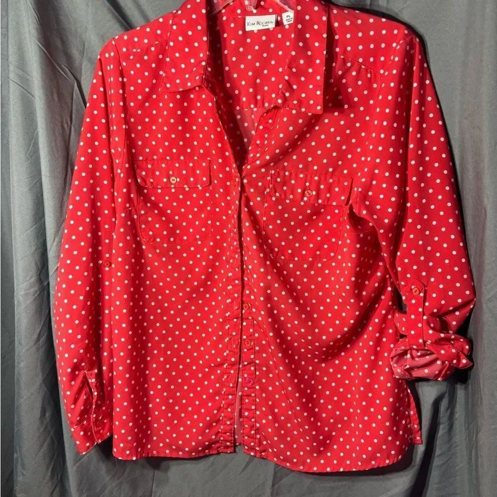 Red Polka Dot Button-Up Blouse EPC